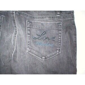 New NWT Womens 26 Designer Love Moschino Black Jeans Distressed Skinny Logo Tall